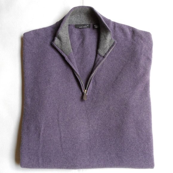 NEW Saks Fifth Avenue COLLECTION 1/4-Zip Mockneck Cashmere Pull-Over Sweater XXL - Picture 13 of 16